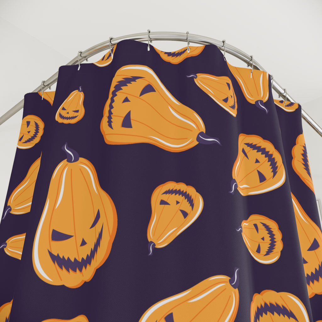 Elongated Jack-O'-Lantern Pattern Shower Curtain Gift: Playful Spooky for Festive Homes