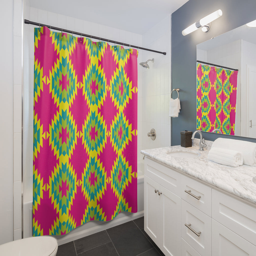 Southwestern Diamond Pattern Shower Curtain Gift: Vibrant Tribal Chic for Bold Homes