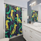 Abstract Playful Pup Green Shower Curtain Gift: Vibrant Canine Art for Dog Lover Homes