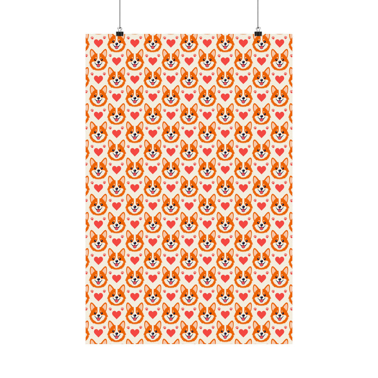 Corgi Hearts Matte Verticals poster – original NewGiftDay design