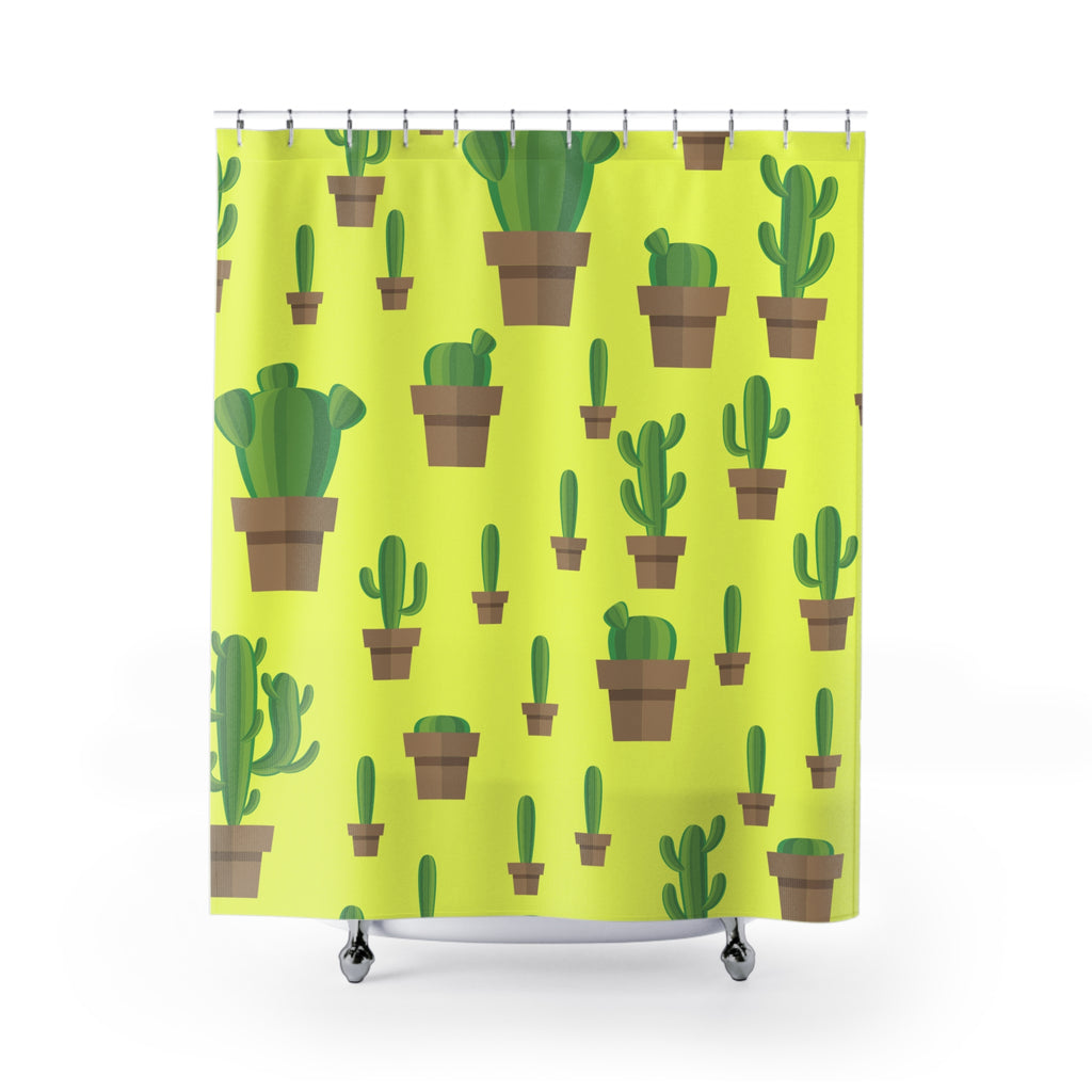 Minimalist Potted Cactus Shower Curtain Gift: Desert Chic for Modern Homes