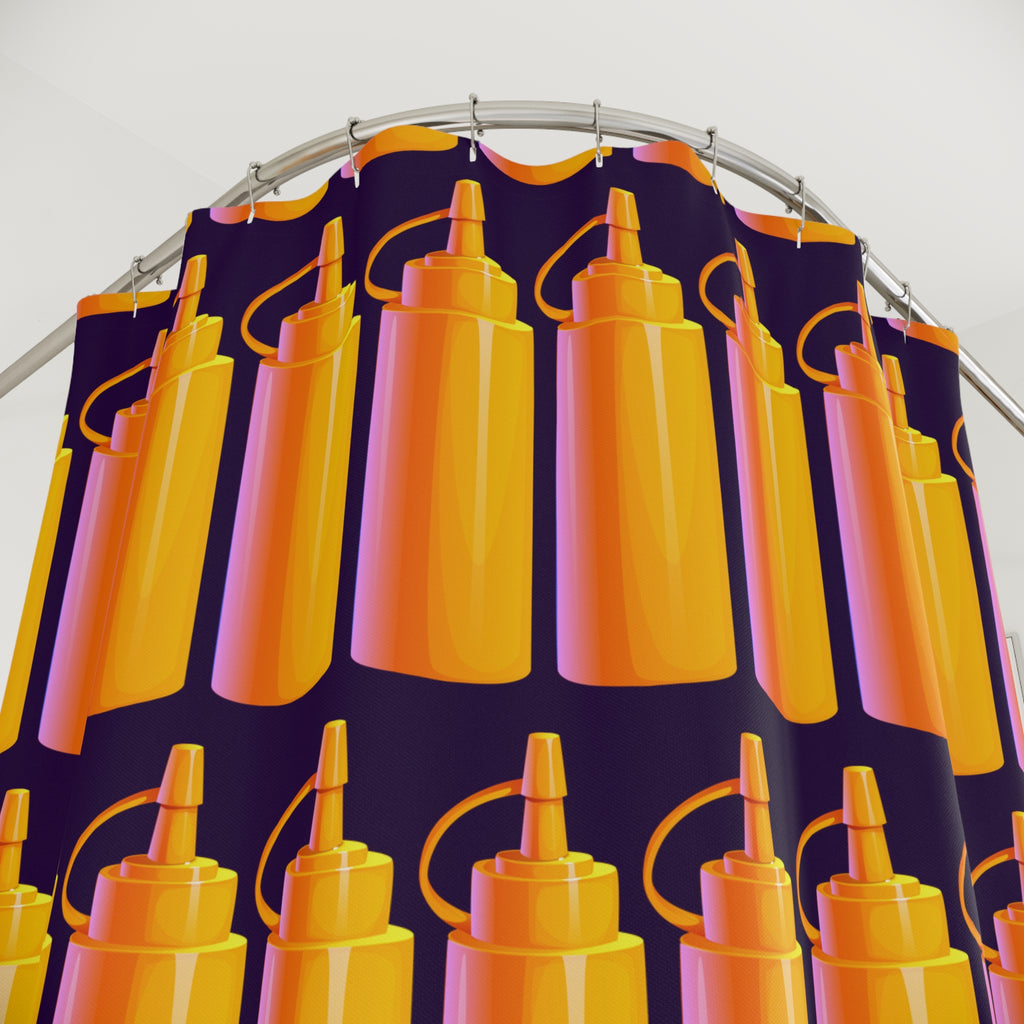 Pop Art Mustard Squeeze Bottle Shower Curtain Gift: Culinary Chic for Foodie Homes