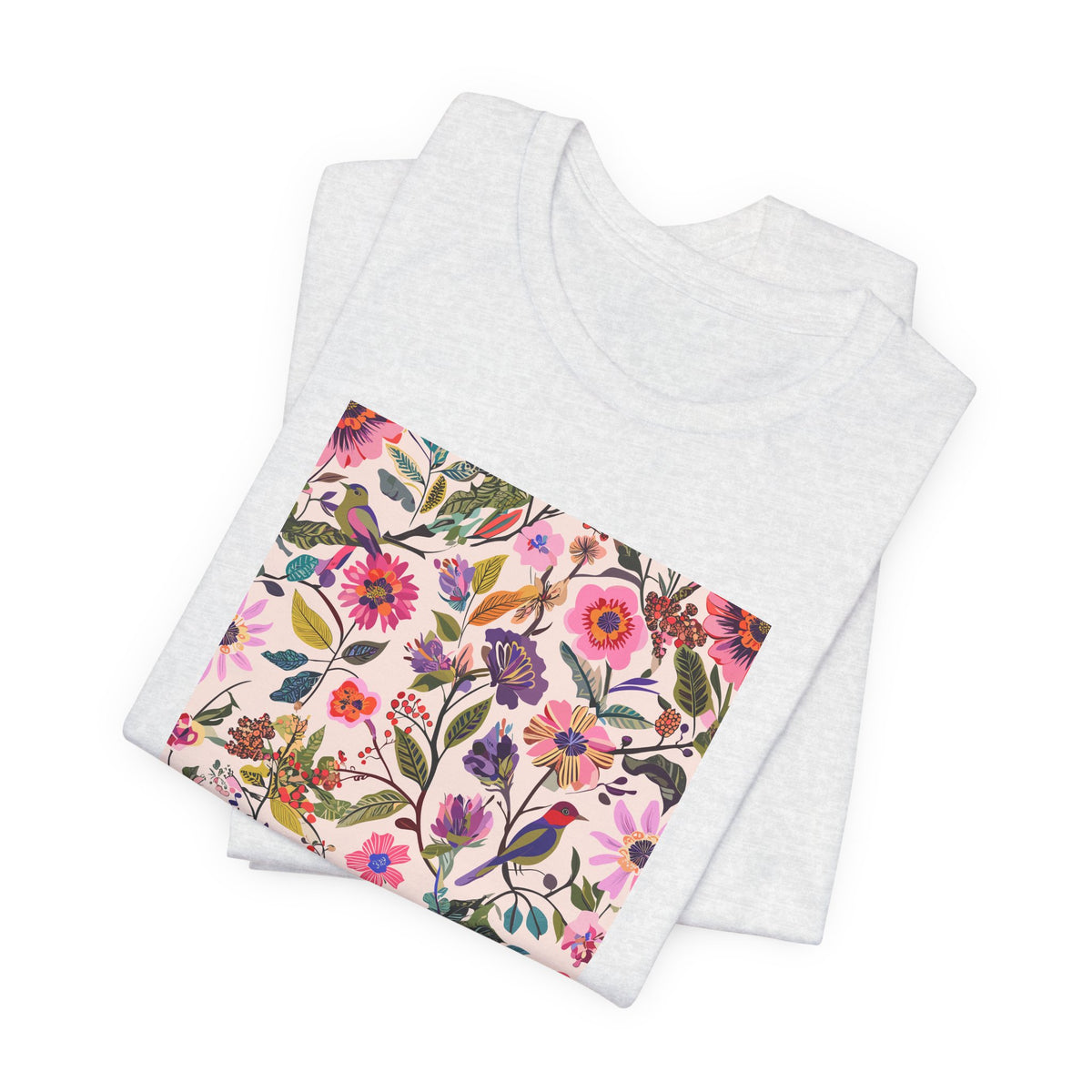 Blush Bird Garden DTG Printed for Spring Smiles T-shirt – original NewGiftDay design, view 14