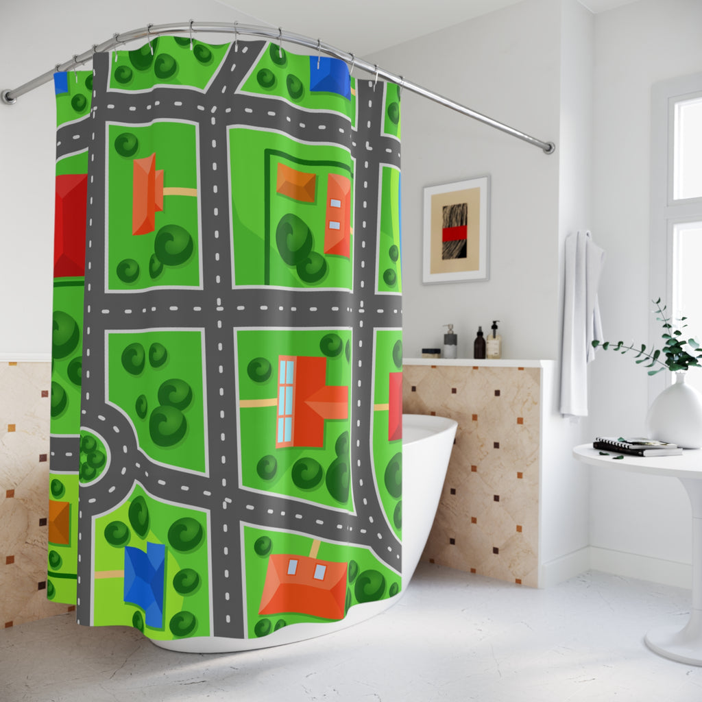 Neighborhood Map Shower Curtain Gift: Playful Adventure for Traveler Homes