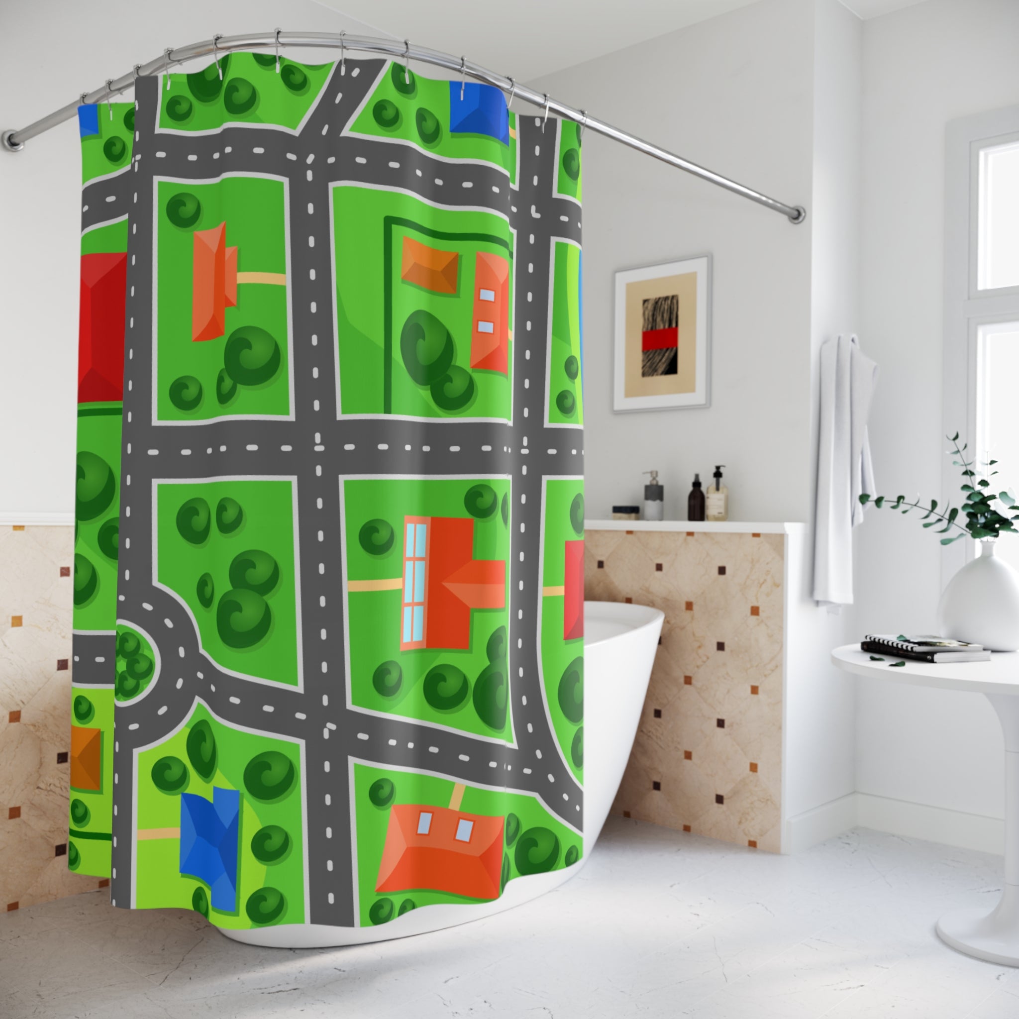Neighborhood Map Shower Curtain Gift: Playful Adventure for Traveler Homes