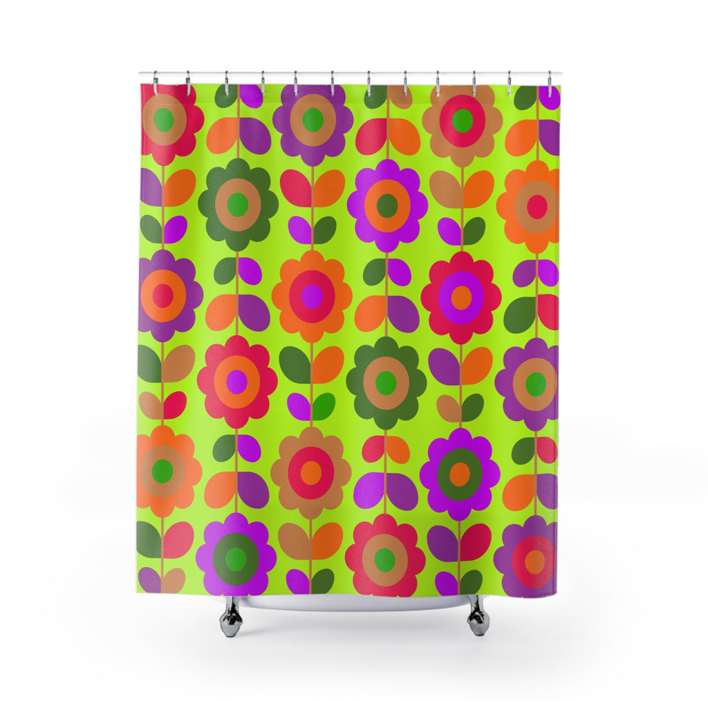 Neon Yellow Daisy Pattern Shower Curtain Gift: Pop Art Bloom for High-Energy Homes