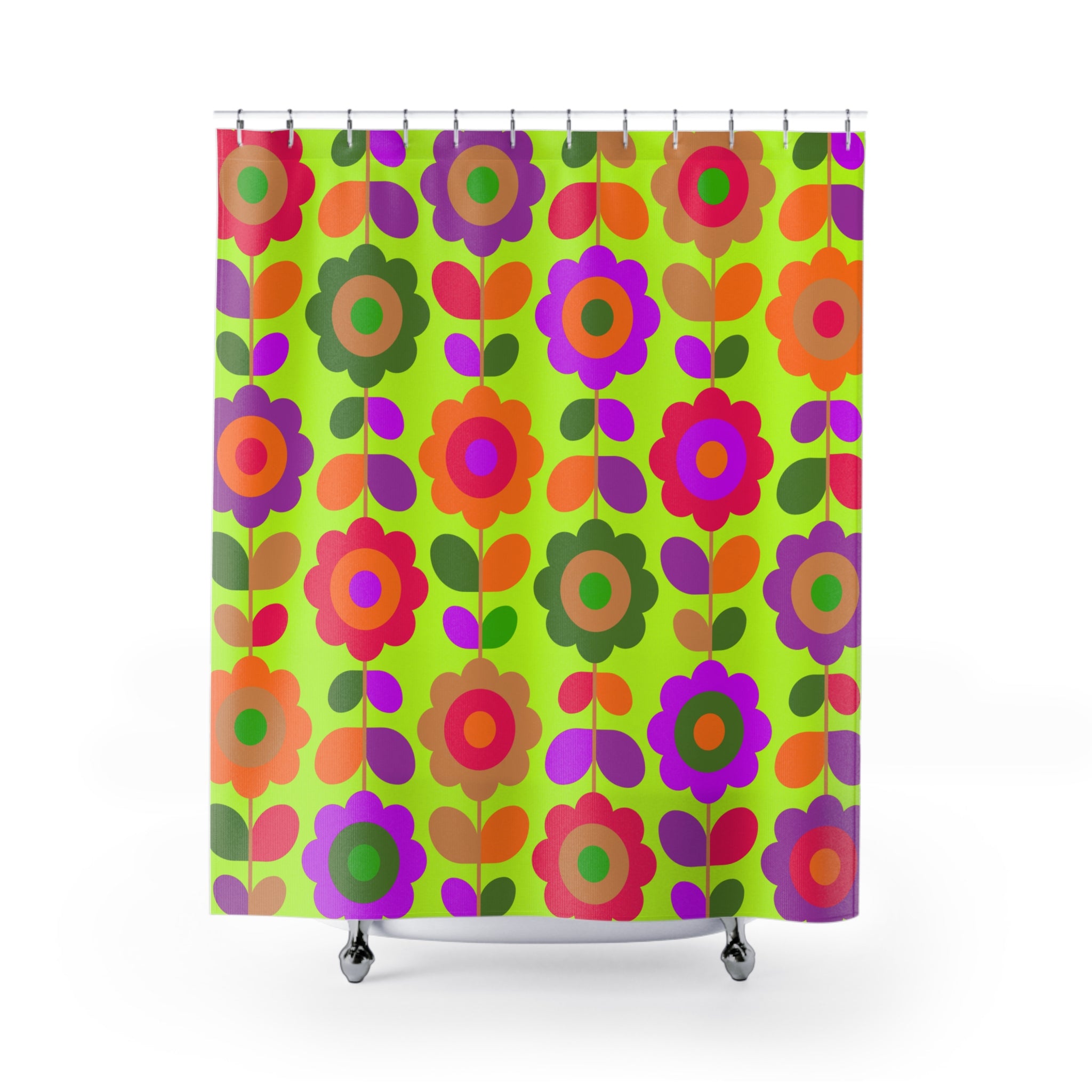 Neon Yellow Daisy Pattern Shower Curtain Gift: Pop Art Bloom for High-Energy Homes
