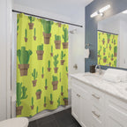 Minimalist Potted Cactus Shower Curtain Gift: Desert Chic for Modern Homes