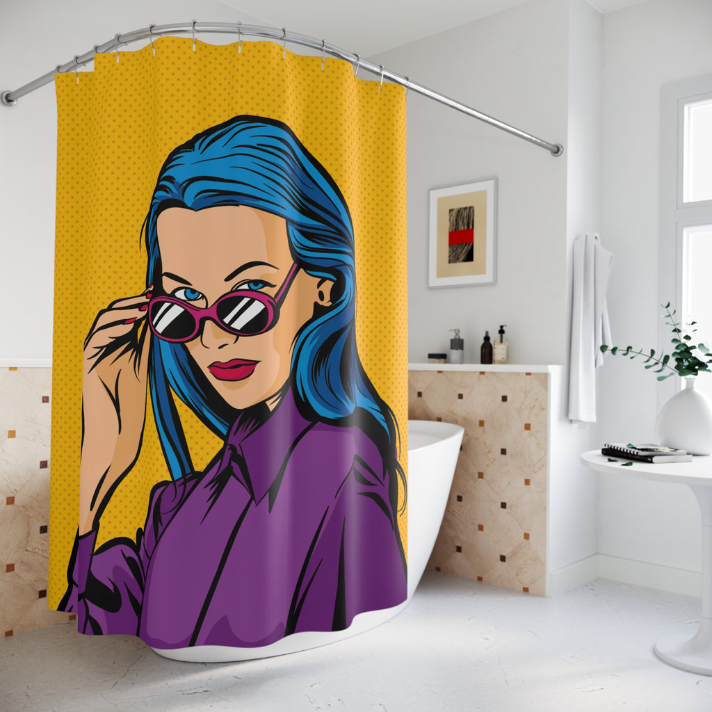 Pop Art Woman with Sunglasses Shower Curtain Gift: Retro Chic for Sophisticated Homes