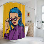 Pop Art Woman with Sunglasses Shower Curtain Gift: Retro Chic for Sophisticated Homes