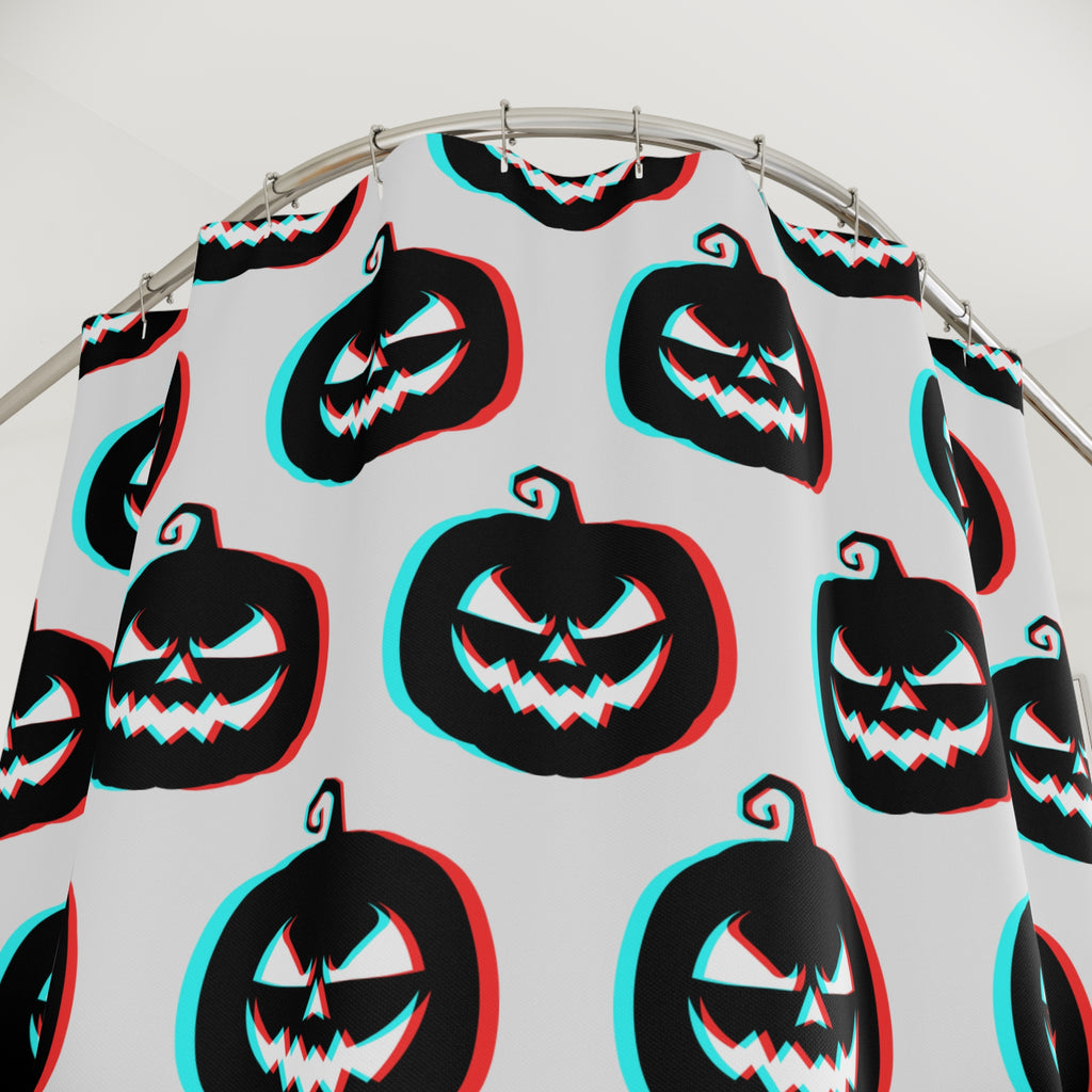 3D Anaglyph Jack-O'-Lantern Pattern Shower Curtain Gift: Retro Spooky for Unique Homes