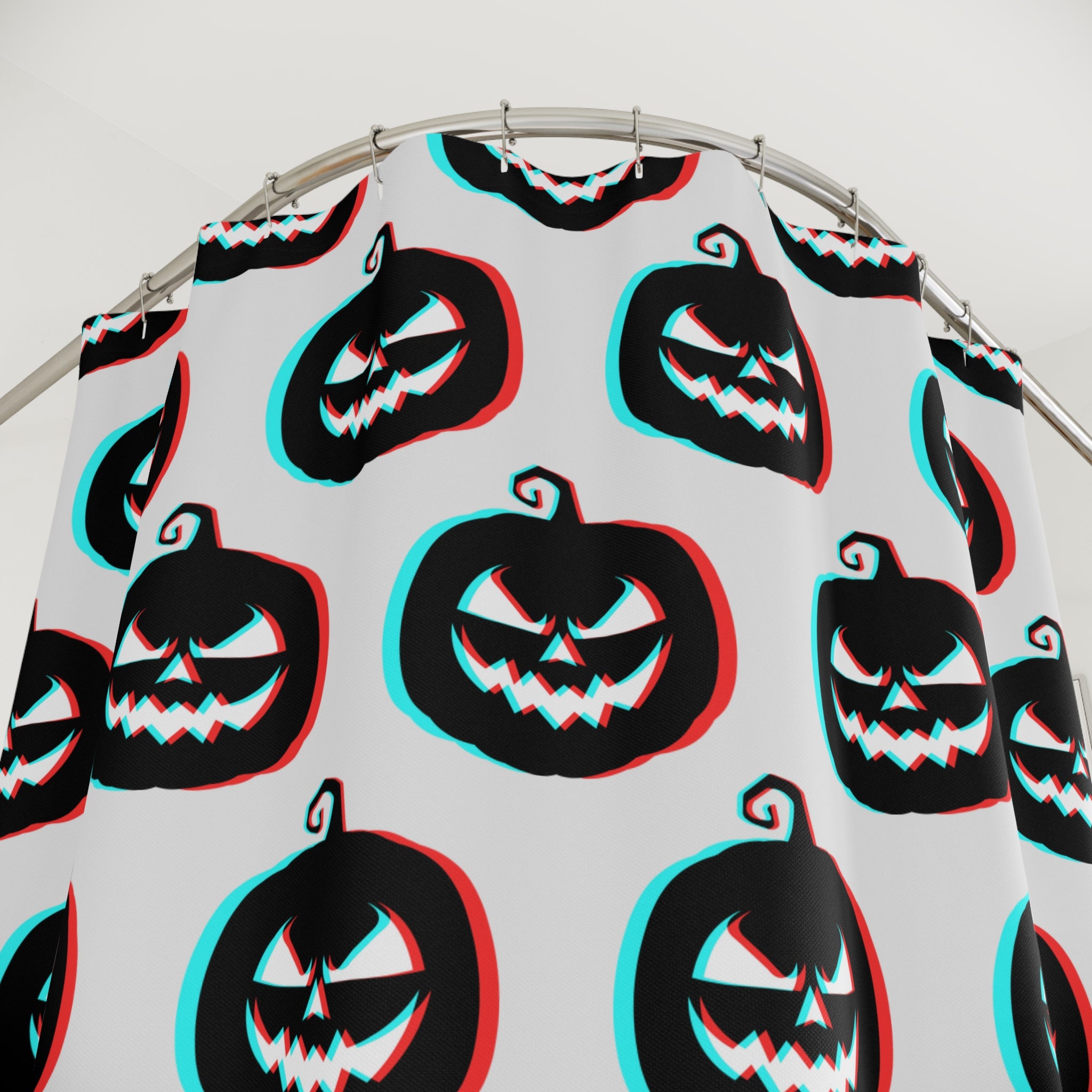 3D Anaglyph Jack-O'-Lantern Pattern Shower Curtain Gift: Retro Spooky for Unique Homes