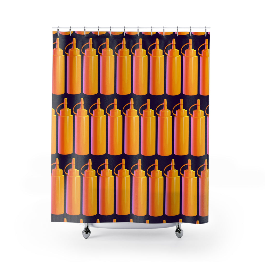 Pop Art Mustard Squeeze Bottle Shower Curtain Gift: Culinary Chic for Foodie Homes