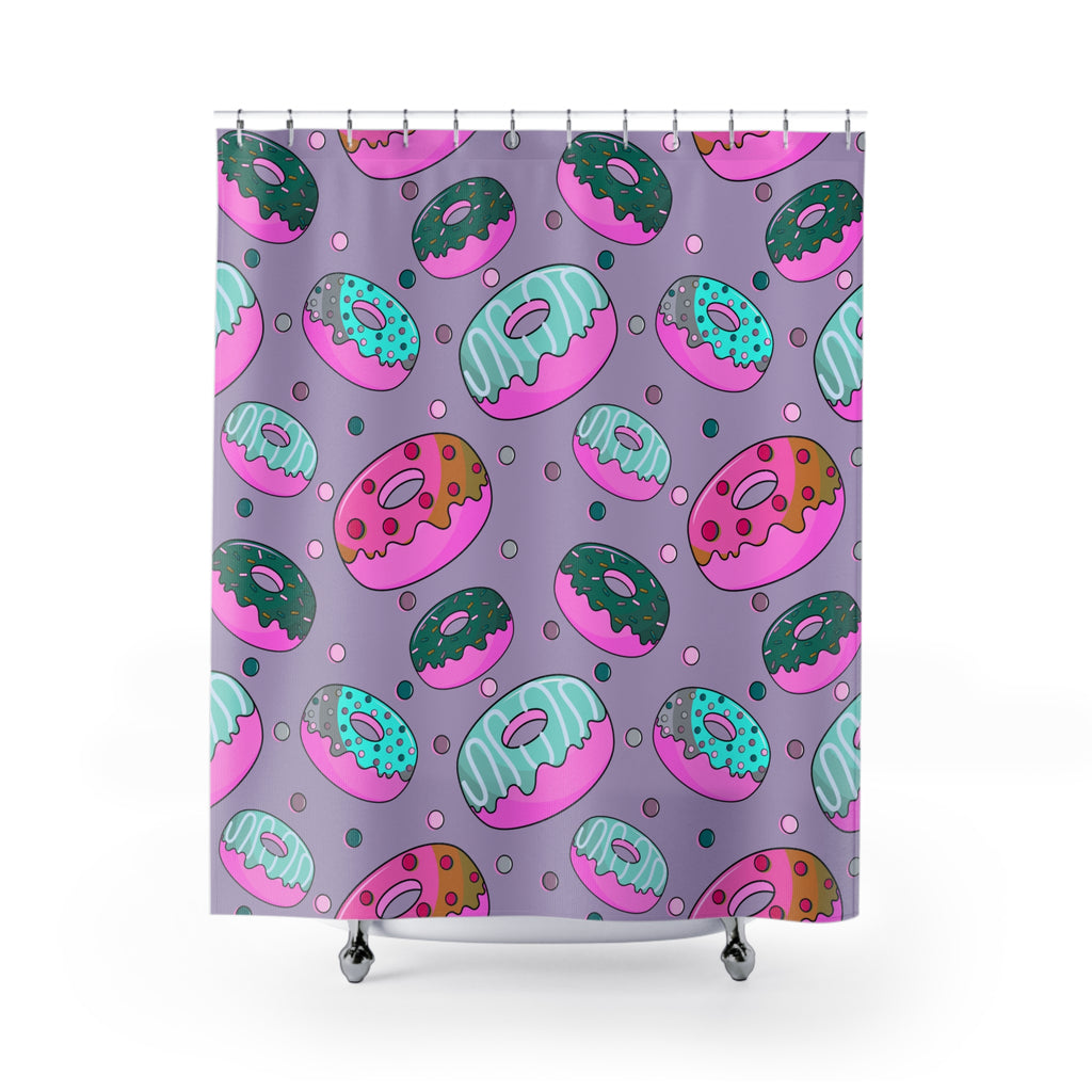 Glazed Donut Purple Pattern Shower Curtain Gift: Sweet Indulgence for Delightful Homes