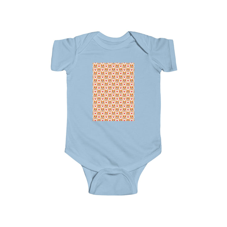 Corgi Hearts baby bodysuit in light-blue – original NewGiftDay design