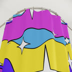 Cosmic Wavy Stars Shower Curtain Gift: Groovy Space Art for Dreamy Homes