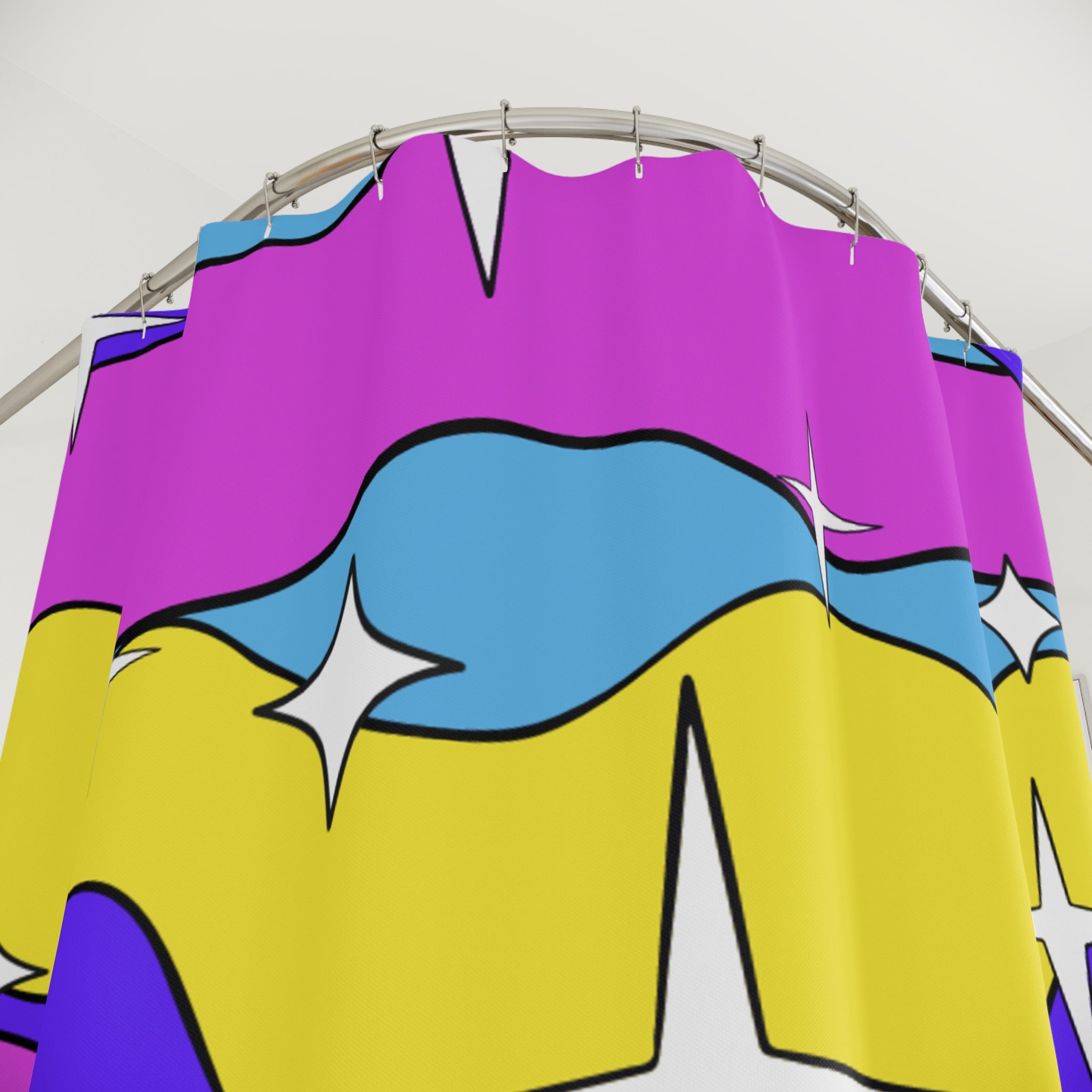 Cosmic Wavy Stars Shower Curtain Gift: Groovy Space Art for Dreamy Homes