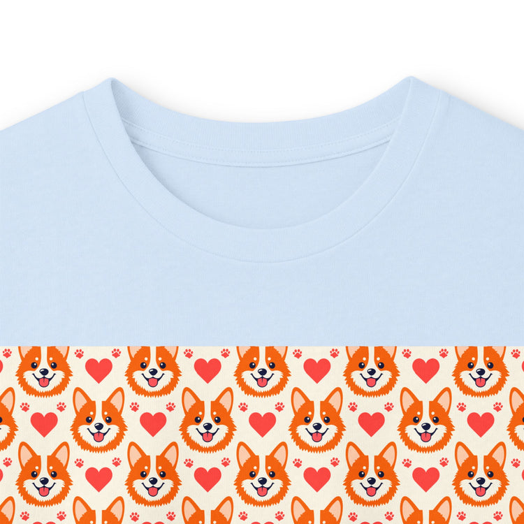Corgi Hearts long sleeve tee in light-blue – original NewGiftDay design
