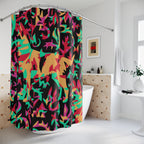 Abstract Camouflage Dog Shower Curtain Gift: Playful Art for Canine-Loving Homes