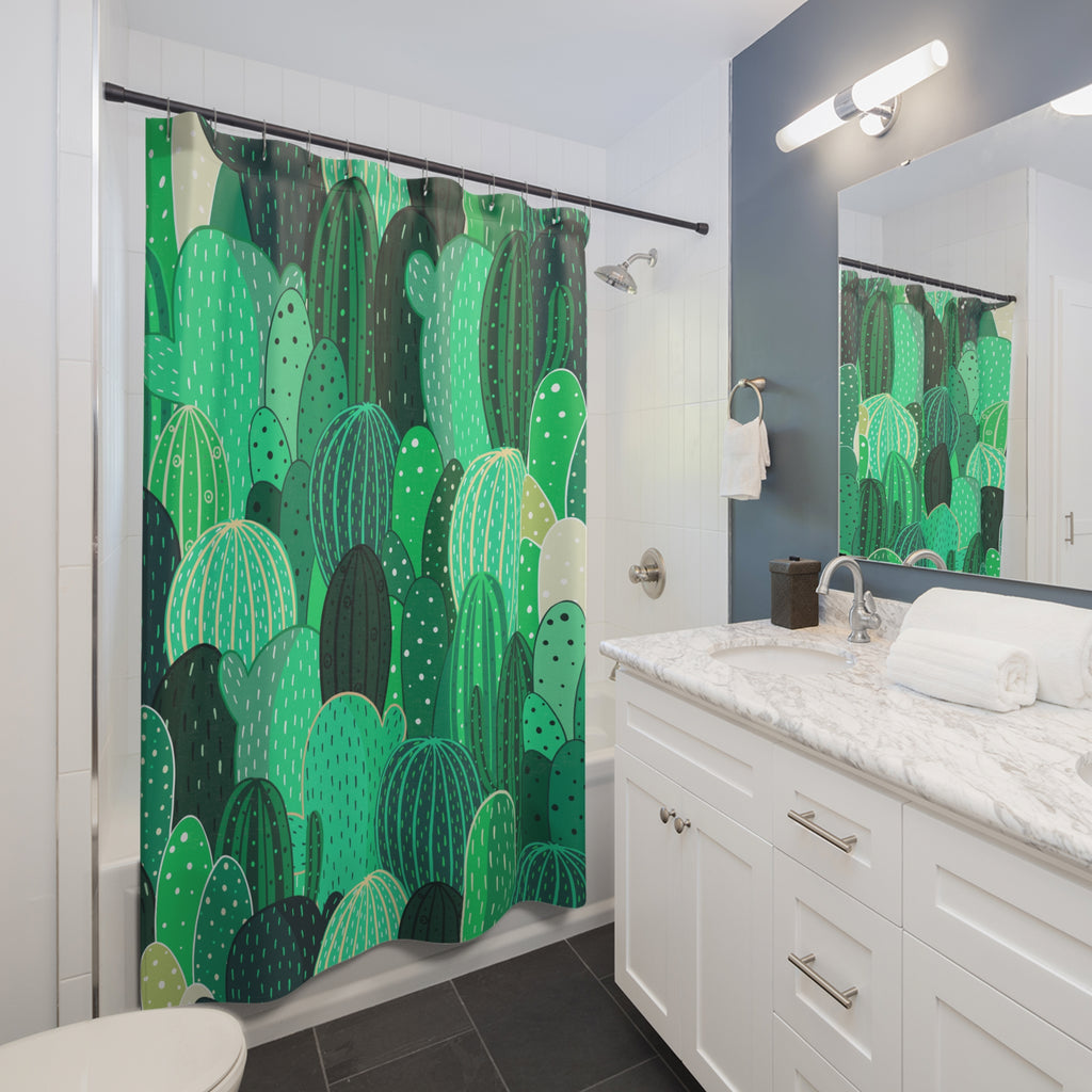 Cactus Shower Curtain by, Tropical Bathroom Decor, Greenery Home Accent, Boho Style Gift, Unique Bathroom Accessories