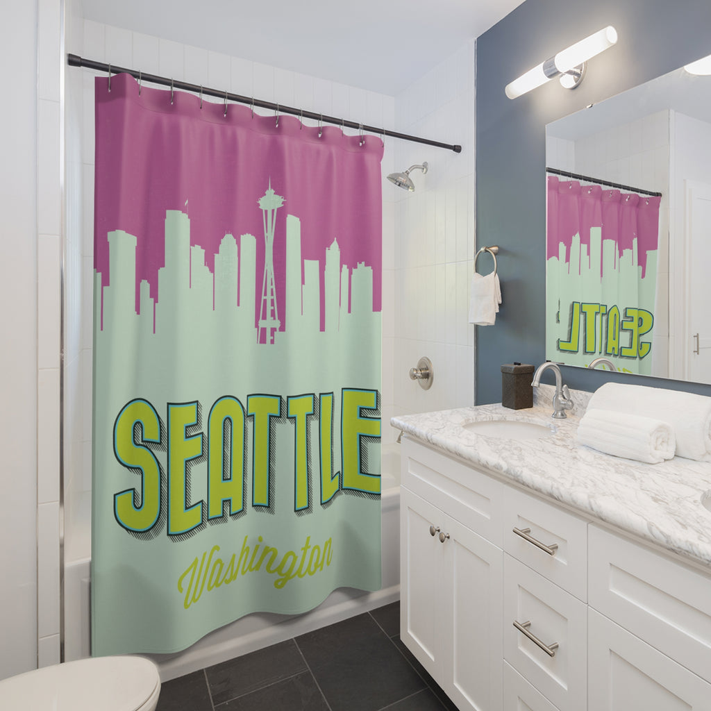 Pop Art Seattle Slogan Shower Curtain Gift: Vibrant City Pride for Traveler Homes