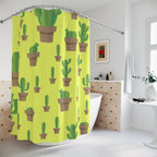Minimalist Potted Cactus Shower Curtain Gift: Desert Chic for Modern Homes