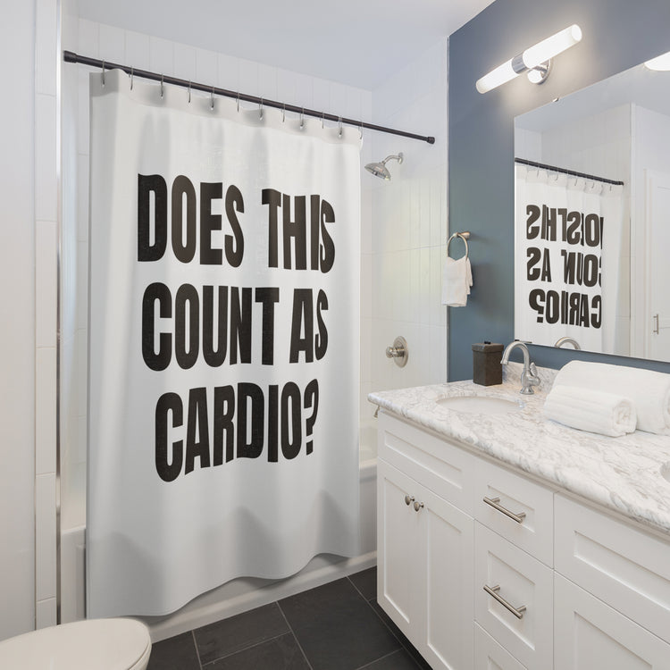 Does This Count as Cardio Printed for Funny Baths shower curtain – original NewGiftDay design, view 3