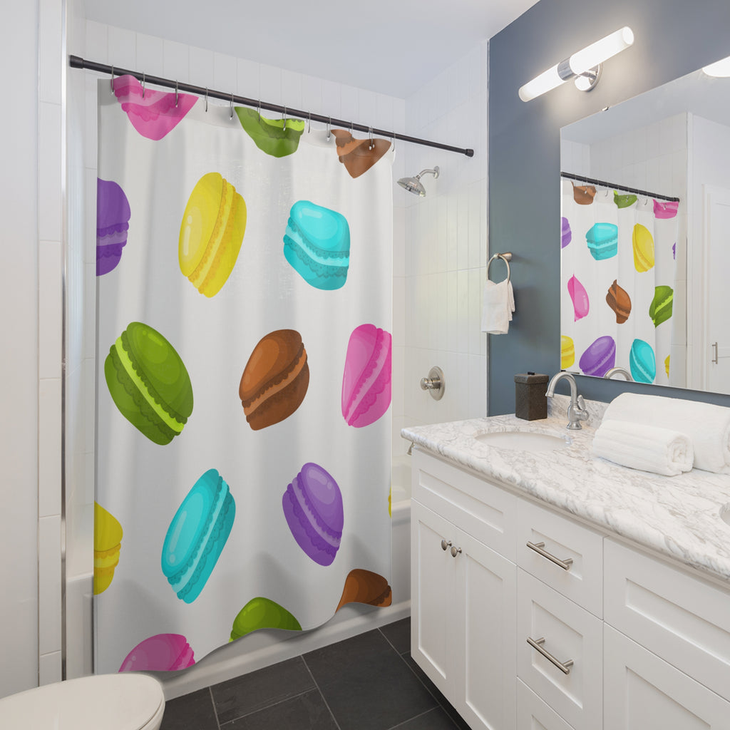 Delightful Macaron Pattern Shower Curtain Gift: Sweet Elegance for Dessert Lovers