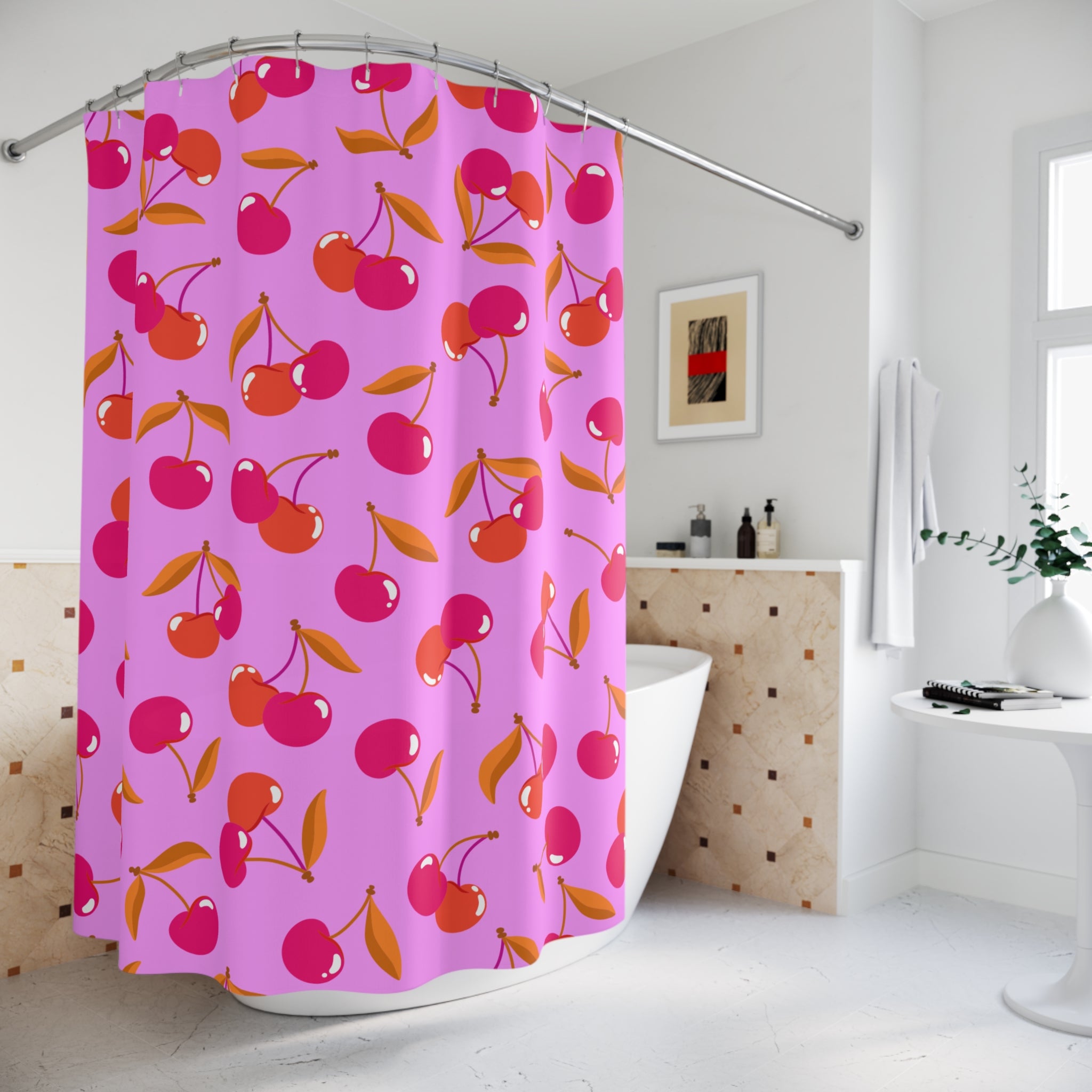 Retro Cherry Bomb Pattern Shower Curtain Gift: Pop Art Sweetness for Playful Homes