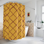 Rustic Diamond Grid Shower Curtain Gift: Earthy Texture for Modern Boho Homes