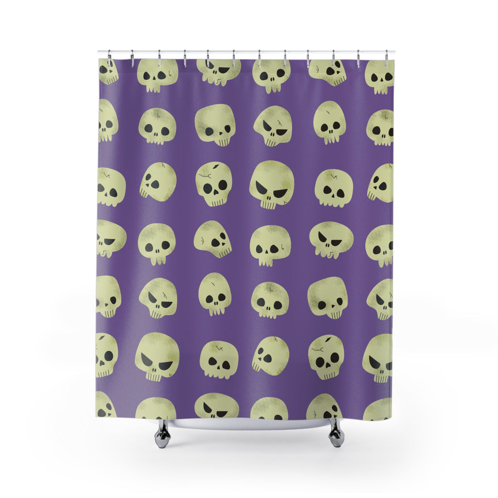 Quirky Cartoon Skull Pattern Shower Curtain Gift: Playful Spooky for Unique Homes