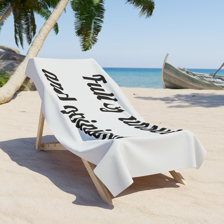 Full of tinsel and opinions Printed Beach Towel for Holiday Getaways design