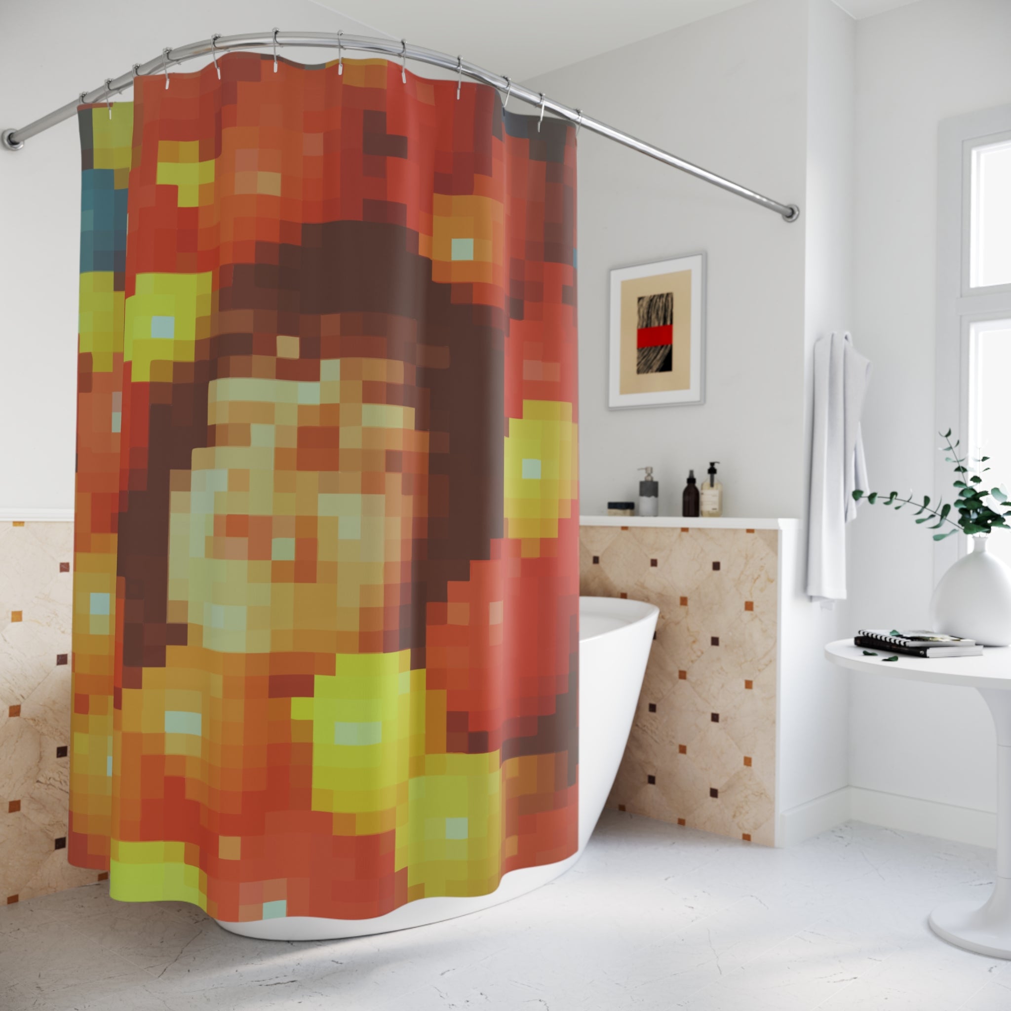 Pixel Art Ball Pit Woman Shower Curtain Gift: Retro Joy for Maximalist Homes