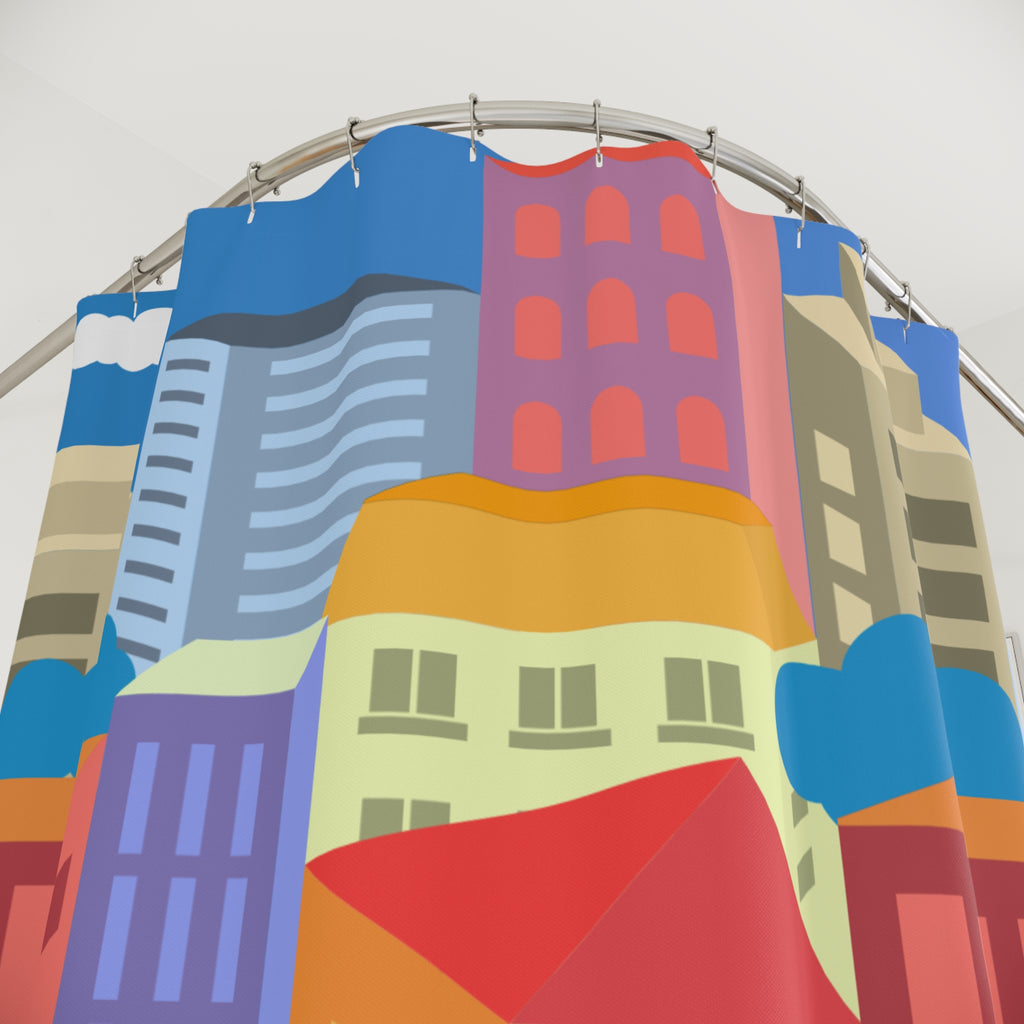 Vibrant Cityscape Art Shower Curtain Gift: Urban Chic for Dynamic Homes