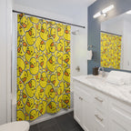 Rubber Ducky Chaos Pattern Shower Curtain Gift: Nostalgic Fun for Playful Homes