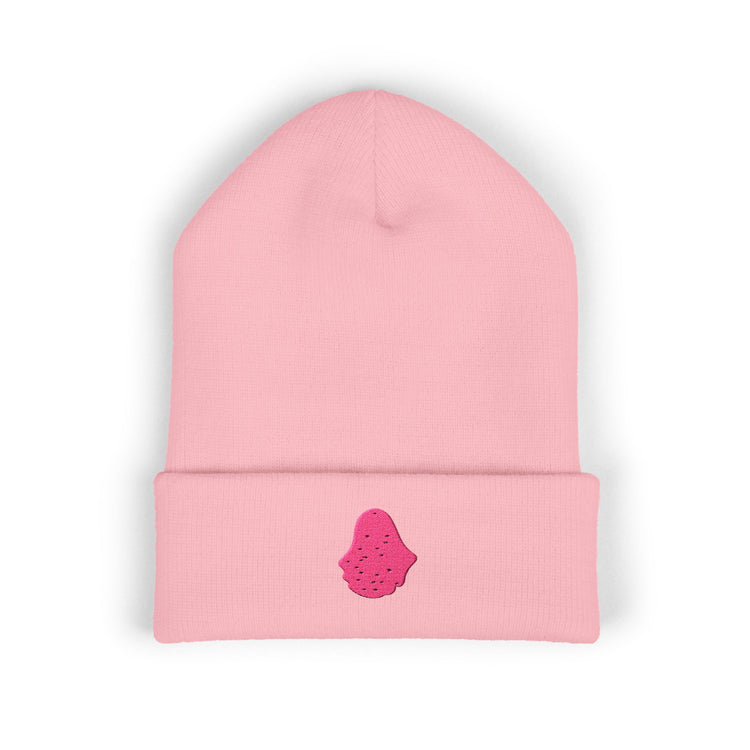 Pink Ghost Parade Classic Cuffed (Embroidery) beanie in baby-pink – original NewGiftDay design
