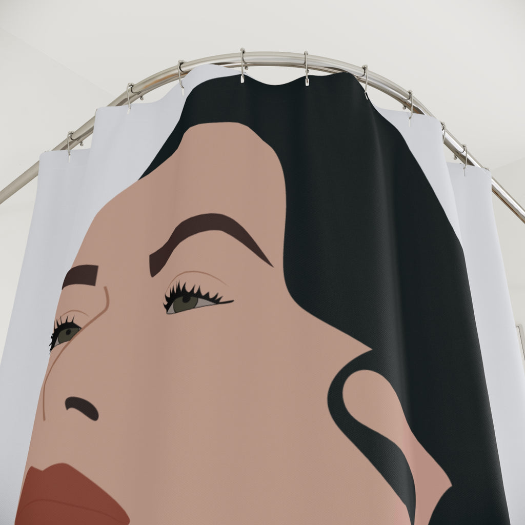 "Gaze Upward" Minimalist Woman Shower Curtain Gift: Empowering Art for Reflective Spaces
