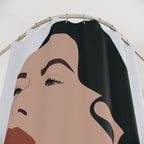 "Gaze Upward" Minimalist Woman Shower Curtain Gift: Empowering Art for Reflective Spaces