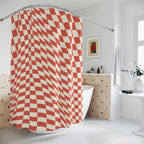 Wavy Checkerboard Illusion Shower Curtain Gift: Retro Pop for Playful Homes