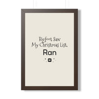Bigfoot Christmas List Framed poster – original NewGiftDay design, view 20