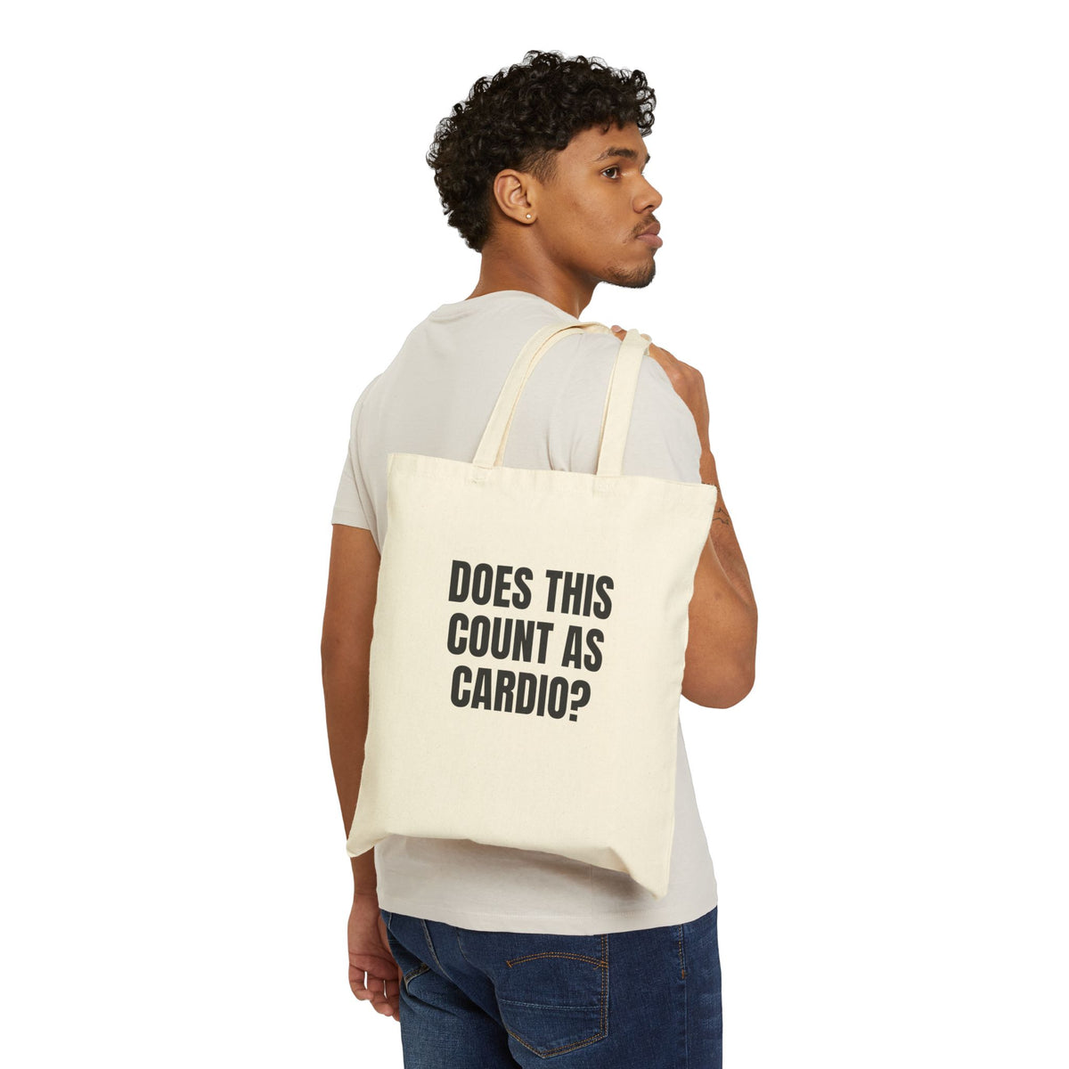 Does This Count as Cardio Cotton Canvas for Gym Errands tote bag – original NewGiftDay design, view 3