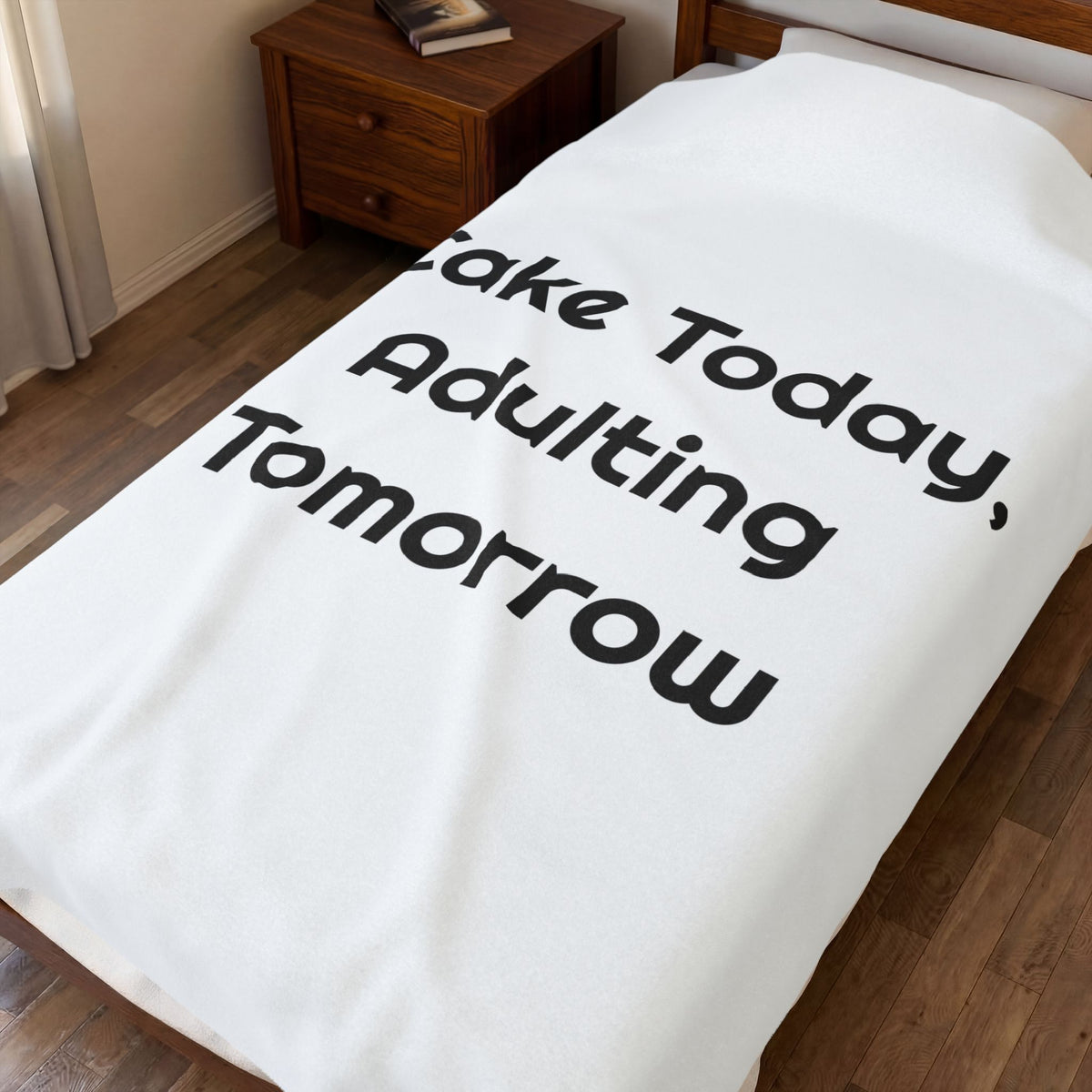 Cake Today Adulting Tomorrow Velveteen Plush Throw for Cozy Birthdays blanket – original NewGiftDay design, view 3