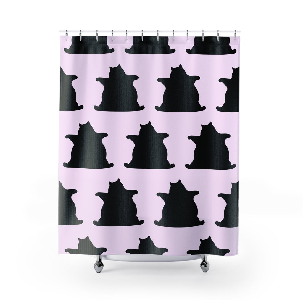 Black Cat Rug Print Shower Curtain Gift: Dark Whimsy for Edgy Cat Lovers
