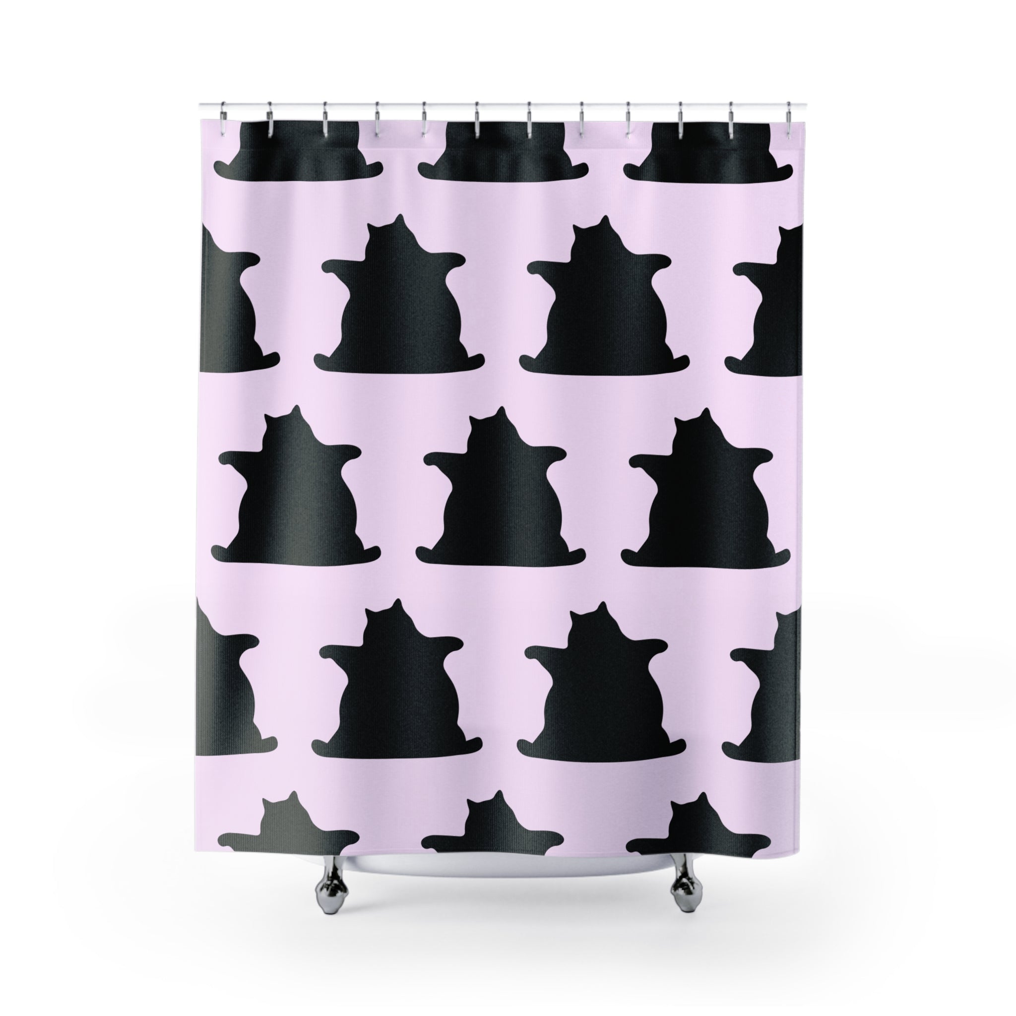 Black Cat Rug Print Shower Curtain Gift: Dark Whimsy for Edgy Cat Lovers