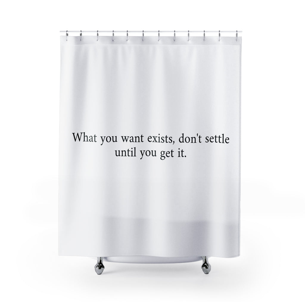 "Don't Settle" Motivational Quote Shower Curtain Gift: Daily Inspiration for Ambitious Homes