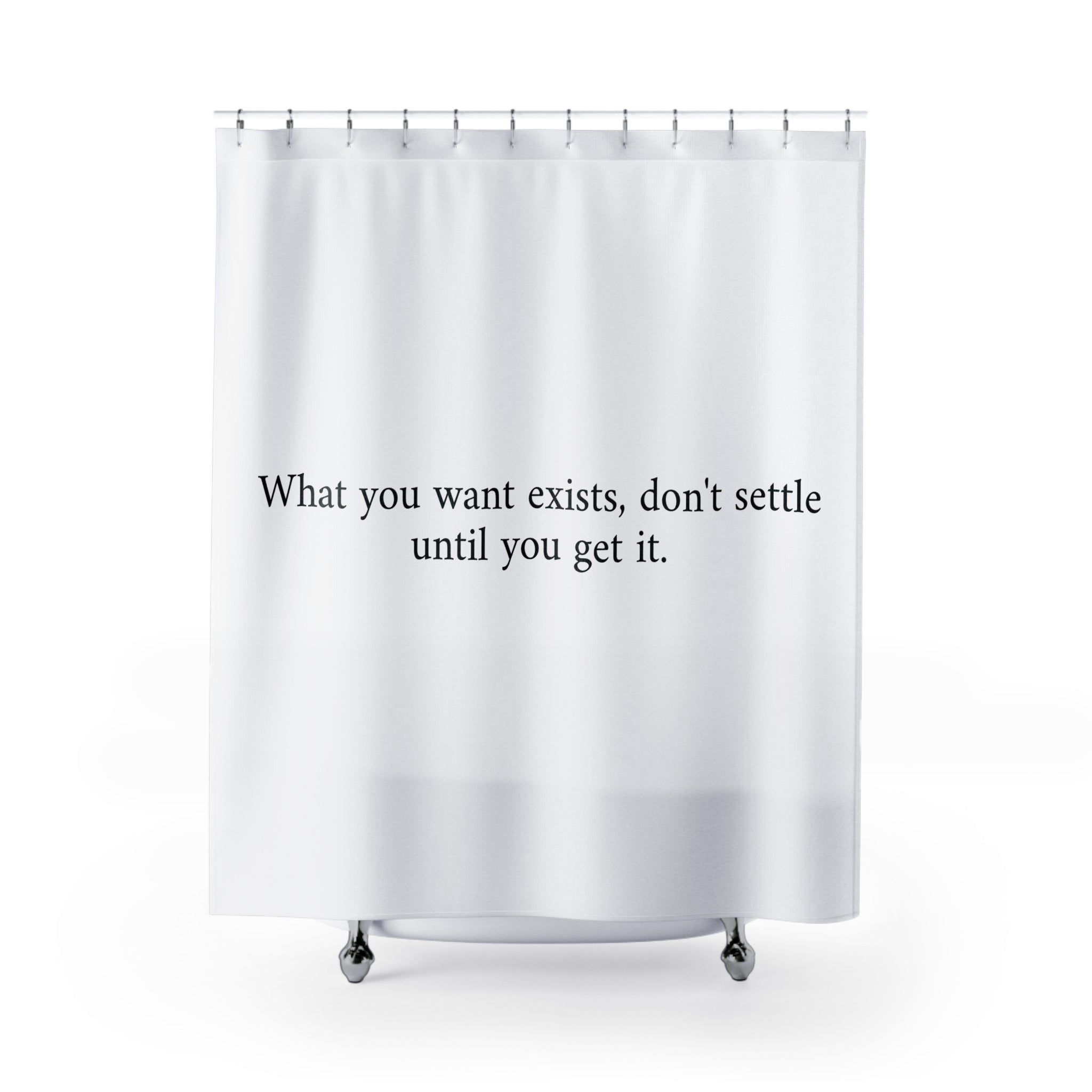 "Don't Settle" Motivational Quote Shower Curtain Gift: Daily Inspiration for Ambitious Homes