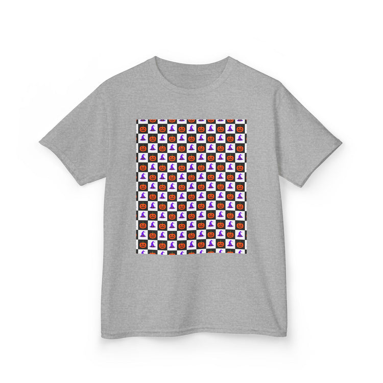 Jack-O'-Lantern Parade Kids Heavy Cotton™ kids tee in sport-grey – original NewGiftDay design