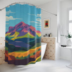 Geometric Mountain Landscape Shower Curtain Gift: Cubist Nature for Modern Homes