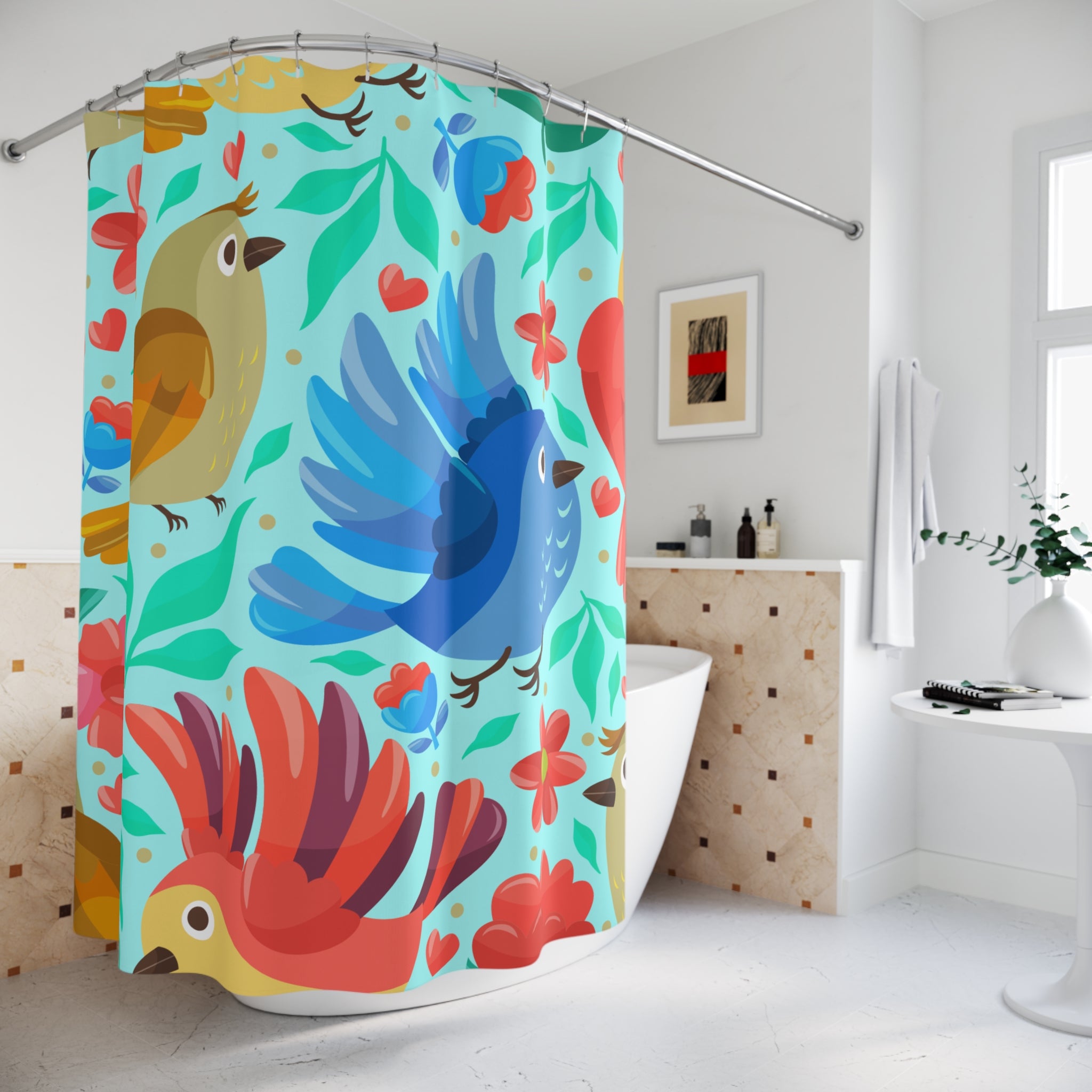 Blue Birdy Shower Curtain