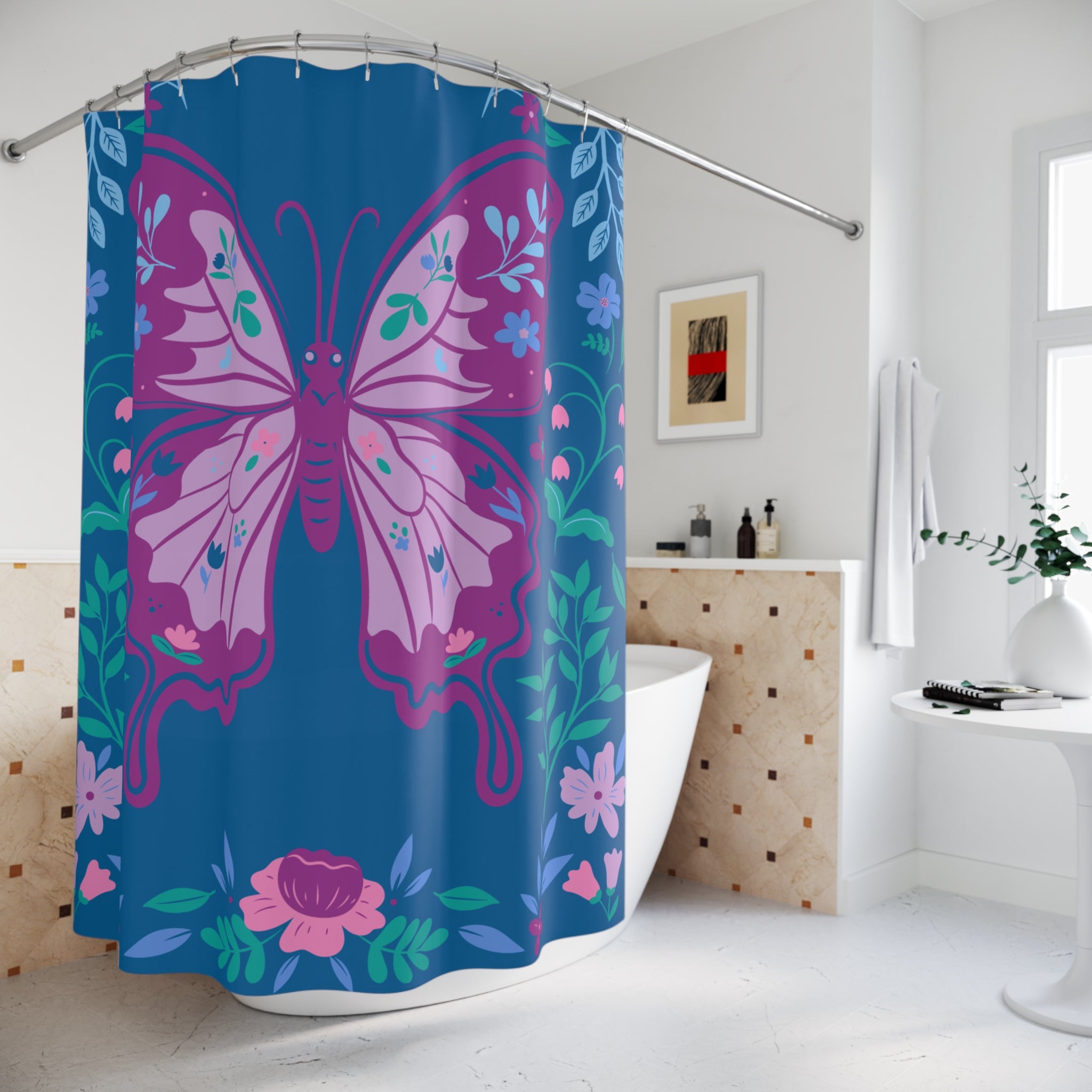 Monarch Butterfly Folk Art Shower Curtain Gift: Ethereal Beauty for Whimsical Homes